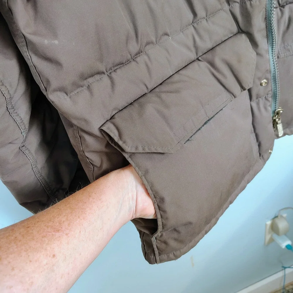 Vintage The North Face Brown Down Puffer Parka Jacket Made in USA XL RN61661